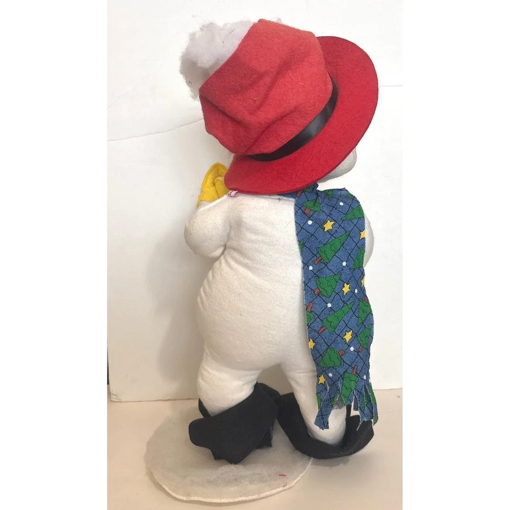 VTG‎ Annalee Mobilitee Dolls 1998 Snowman Red Hat Scarf Felt Christmas Decor